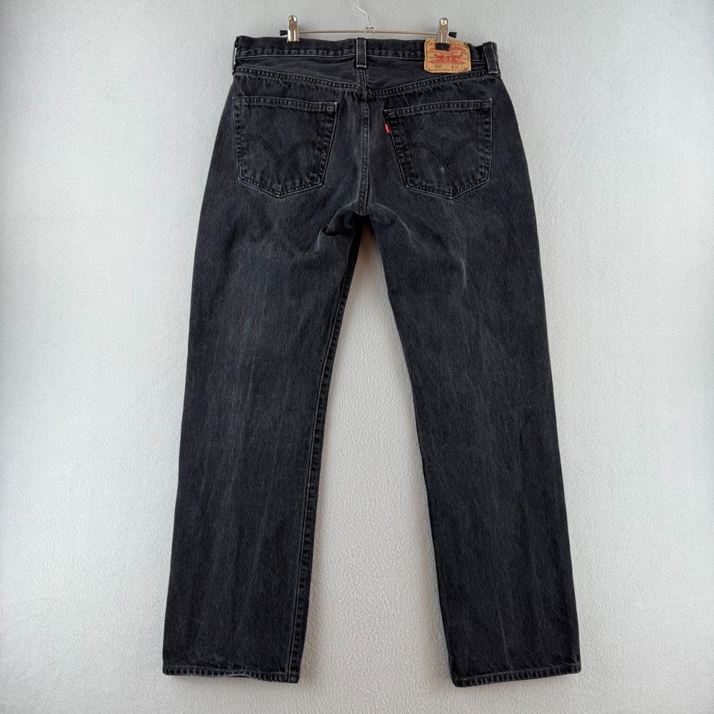 Levis Jeans Mens 36x32‎ (Fits 35x30) Black Denim 501 Straight Leg Y2K 2000s